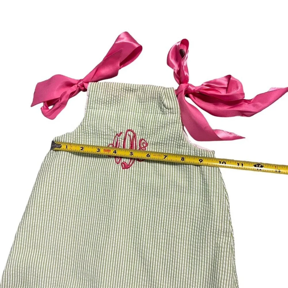 Handmade 12m Personalized “aDe” Seersucker Dress